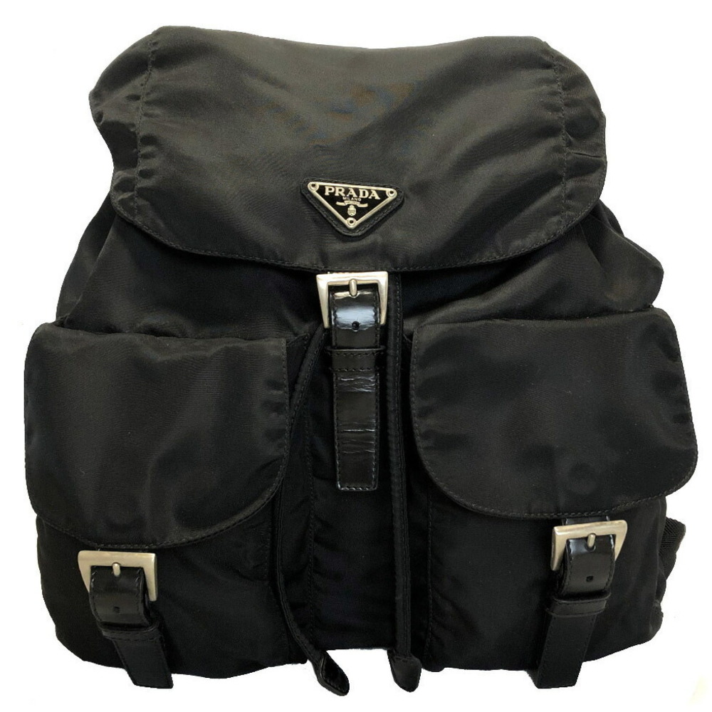 Prada Backpack Black Plate Triangular Rucksack Ny… - image 1